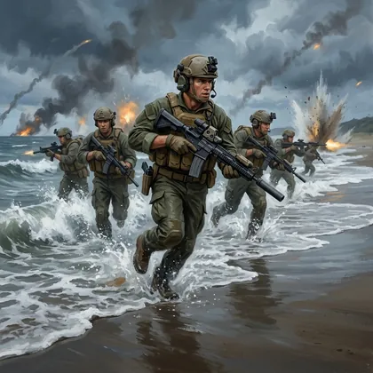Marines de EE. UU. desembarcan en una playa